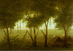 A Connibo Village by George Catlin