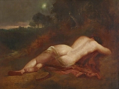 A Female Nude Asleep in a Landscape with the Evening Star