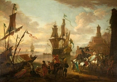 A Harbour Scene with Oriental Figures