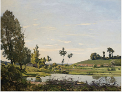 A River Scene by Henri Harpignies