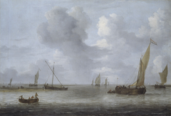 A River Scene with Shipping by Arnoldus van Anthonissen