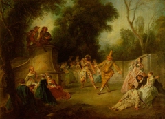 A Scene from the Commedia dell'Arte with Harlequin and Punchinello by Nicolas Lancret