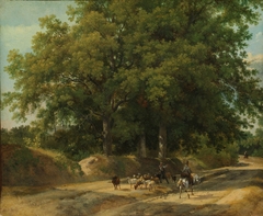 A Shepherd and a Rider on a Country Lane