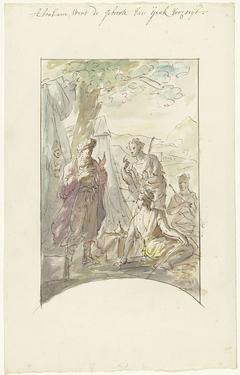 Abraham wordt de geboorte van een zoon voorspeld by Elias van Nijmegen