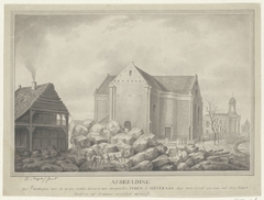 Afbeelding der Puinhopen van de op den eersten Januarij 1843 neergevallen Toren te Westzaan door welk Onheil een huis met Man, Vrouw, Knecht en vijf Kinderen verpletterd werden by Herman Thepass