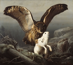 An Eagle-Owl Seizes a Hare
