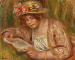 Andrée in a Hat, Reading (Andrée en chapeau, lisant) by Auguste Renoir