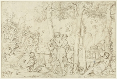 Bacchanaal met herderspaar by Pietro Testa