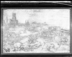 Battle Scene with Town in Background