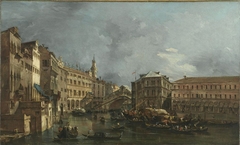 Blick auf den Rialto und den Palazzo dei Camerlenghi by Francesco Guardi