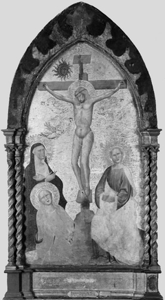 Christ on the Cross mourned by the Virgin Mary and Saints Mary Magdalene and John by Maestro Francesco