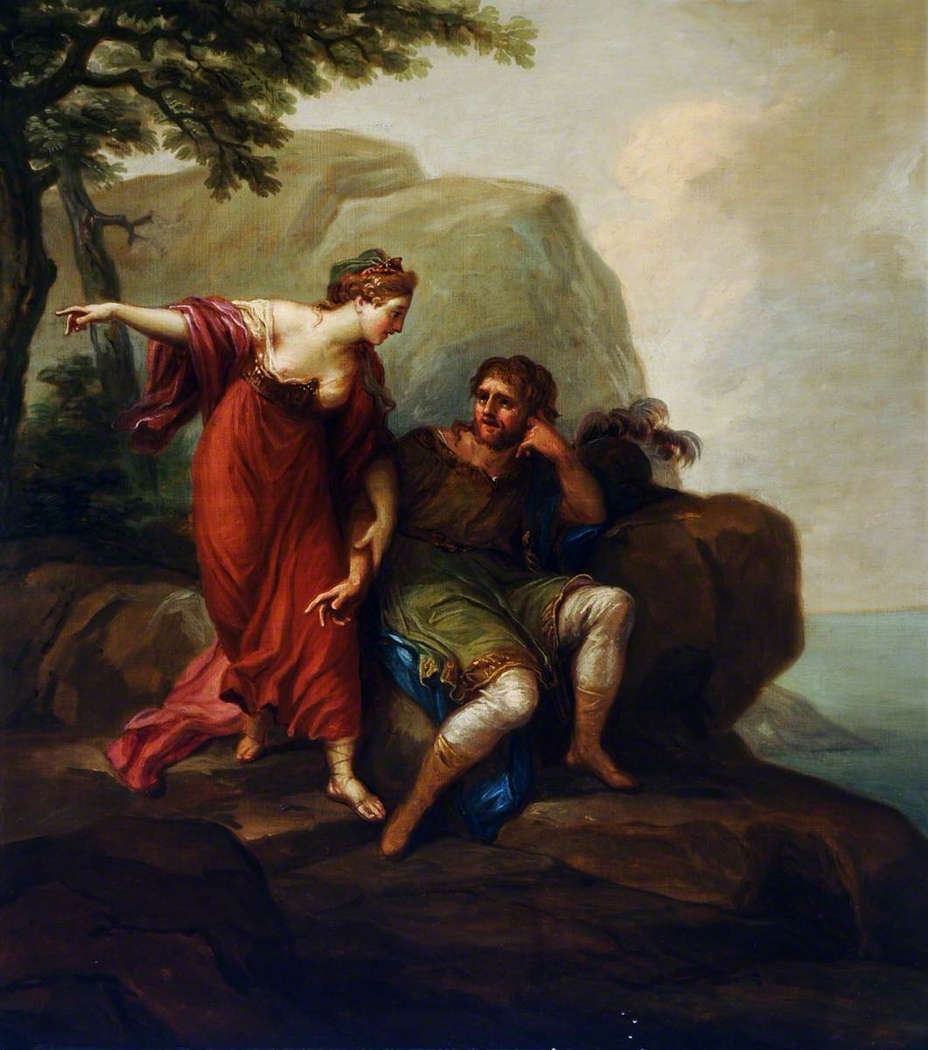 Dido and Aeneas (or, possibly, Venus, as a Huntress, guiding Aeneas to Dido)
