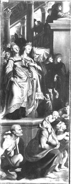 Die hll. Gertrud und Begga werden Zeuginnen, wie der hl. Bavo von den hll. Amand und Floribert empfangen wird (Kopie nach) by Peter Paul Rubens