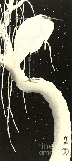 Egret in the Snow by Ohara Koson