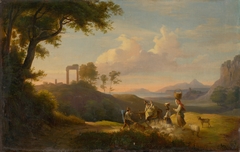 Figural Scene in South Italian Landscape by Károly Markó the Younger