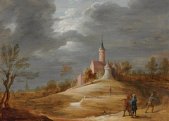 Figures in a landscape with a castle beyond