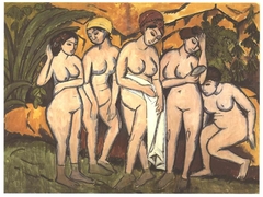 Five Bathing Women at a Lake by Ernst Ludwig Kirchner