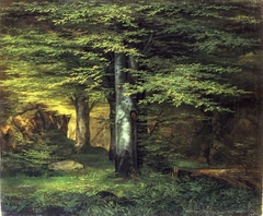 Forest interior by Ernst Ferdinand Oehme