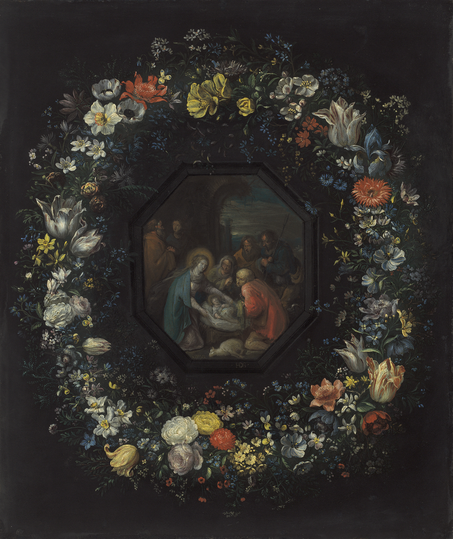 Garland of Flowers with Adoration of the Shepherds