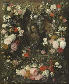 Garland surrounding the Virgin Mary