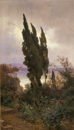 Garten vor dem königlichen Schloss auf Korfu by Ludwig Hans Fischer