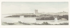 Gezicht op de kust van de Adriatische zee met een observatietoren aan de overzijde van Monopoli by Louis Ducros