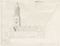 Gezicht op het Koningshuis en kerk van Rhenen by Cornelis Pronk