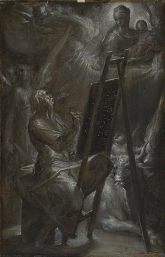 Hl. Lukas malt die Muttergottes by Bartholomeus Spranger