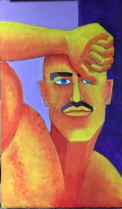 Hombre de ojos azules. Acrilico. 31 x 52 cm by Luciano Caccioppoli