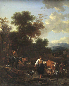 Italian Landscape with Shepherds at a River