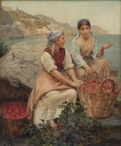 Italienske piger med tomater i kurve