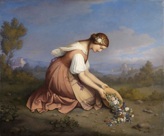 Kniendes Mädchen, einen Blumenkorb ausschüttend by Marie Ellenrieder