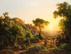 Landscape at Tivoli, with a Scene from the Grape Harvest by Károly Markó