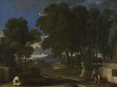 Landscape with a Man washing his Feet at a Fountain