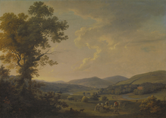 Landscape with Haymakers and a Distant View of a Georgian House by William Ashford