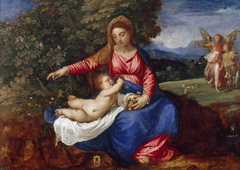 Madonna and Child in a Landscape with Tobias and the Angel by Titian