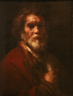Man of about 55 holding a Roll of Paper in his Right Hand by Rembrandt