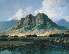 Maunawili Peaks (Olomana) from Kailua by D. Howard Hitchcock