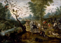 Noah's Family Assembling Animals before the Ark