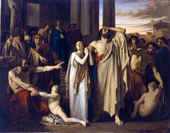 Oedipe et Antigone s'exilant de Thèbes by Louis Duveau