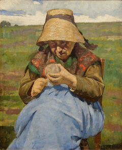 Old women winding a skein by Henrique Pousão