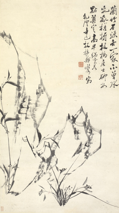 Orchid, Bamboo and Rock by anonymous painter