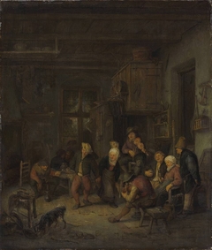 Peasants Drinking and Dancing at an Inn by Adriaen van Ostade