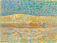 Pointillist dune study, crest at left by Piet Mondrian