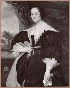 Portrait of a woman, standing before a landscape by Anthony van Dyck