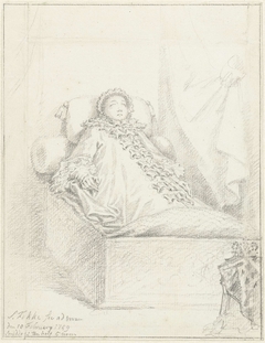 Praalbed van de prinses gouvernante, Anna van Hannover, weduwe van prins Willem IV by Simon Fokke