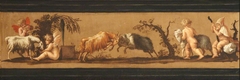 Putti and Cupids playing with Goats by Anonymous