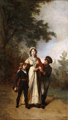 Queen Luise with her sons in the park by Luisenwahl by Carl Steffeck