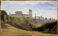 Rome, Monte Pincio and Trinité des Monts, seen from the gardens of the Académie de France
