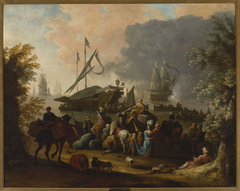 Scene in an Eastern port by Hendrik van Minderhout